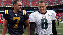 Australian punters Ben Graham #7 of the New York Jets and Sav Rocca #6 of the Philadelphia Eagles in 2007.