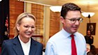 Friends again. Sussan Ley and David Littleproud announce the new shadow ministry.