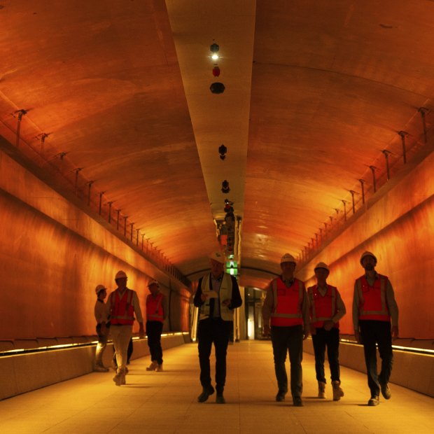 Inside the new Martin Place Metro station.