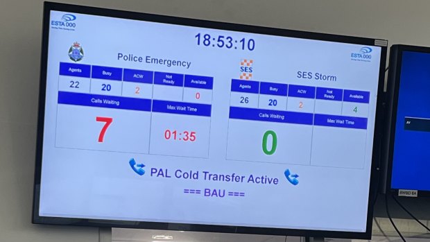 An example of a triple-zero wallboard, showing seven police calls waiting to be picked up.