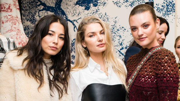 Jessica Gomes, Jessica Hart and Montana Cox at the Dior cocktail launch for its Couture Cruise 2019 Collection on Wednesday.