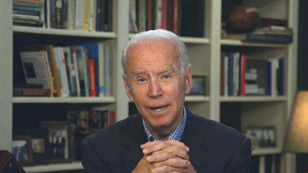 Democratic presidential candidate former Vice President Joe Biden speaks.