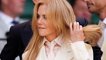 Kidman was a vision in beige as she stepped out in an incredibly chic Ralph Lauren suit teamed with a baby pink tie for the 2026 men’s finals. 
