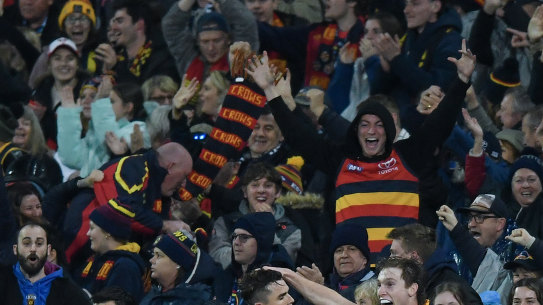 Ben Keays celebrates with teammates, but it wasn’t officially a goal.