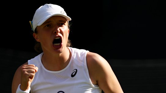 Iga Swiatek in action at Wimbledon.
