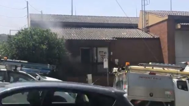 Smoke billows from a Hornsby power station on 13/2/19. 