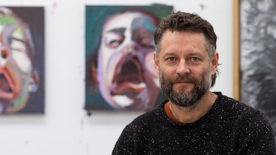 Ben Quilty with some of his ‘Sonny’ series
