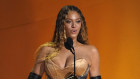 Beyonce accepts the award for best dance/electronic music album for “Renaissance” at the 65th annual Grammy Awards.