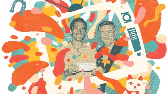 The author with Millionaire Hot Seat host Eddie McGuire in 2010