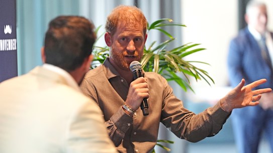 Harry on stage during a Q&A session at the Western Bulldogs HQ.