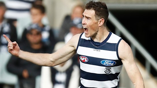 Jeremy Cameron kicked three goals in his Geelong debut.