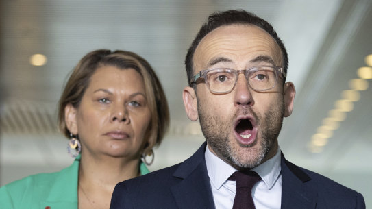 Senator Dorinda Cox and Adam Bandt.