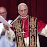 The newly elected pontiff, Pope Leo XIV, seen for the first time after his election.