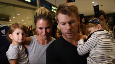 Warner and his family ahead of his infamous press conference after the South African scandal.