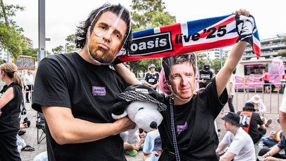 Oasis fans line up before one of the English band’s concerts in Sydney.