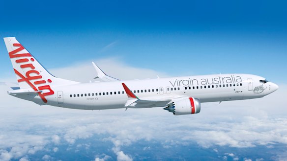 A mock-up of a Virgin 737 MAX. The airline has 40 of the aircraft on order. 