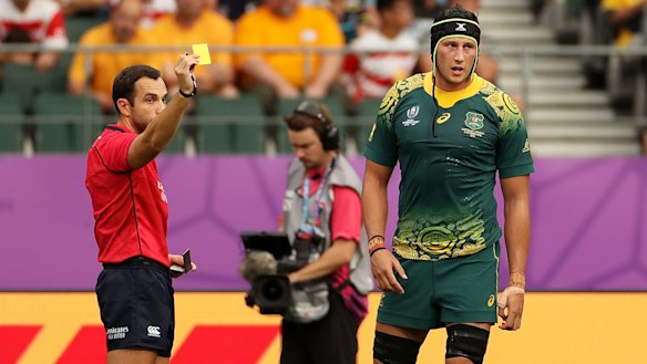 Adam Coleman was one of two Wallabies forwards sent off for high tackles in the game against Uruguay. 