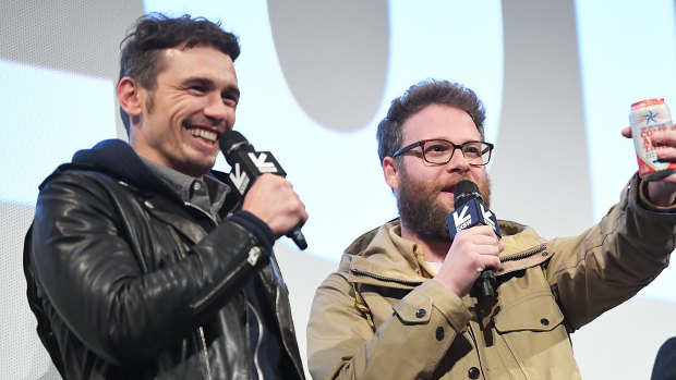 James Franco, left, and Seth Rogen at the Disaster Artist premiere in 2017. 
