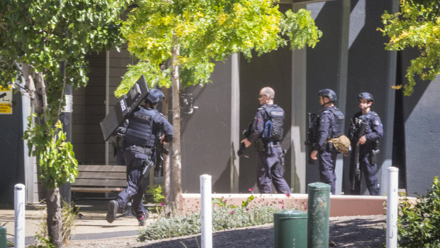 Police are at the scene of a public housing apartment block in Carlton amid reports a man with a gun is inside the building.
