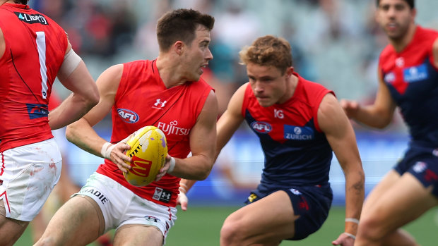 Skipper Zach Merrett had a telling impact for the Bombers against the Demons.