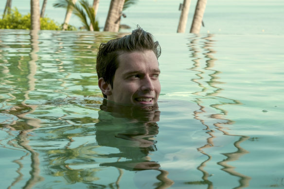 Saxon Ratliff (Patrick Schwarzenegger) in HBO’s The White Lotus.