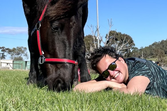 My two hours outside are spent feeding and caring for my horse … it’s my daily therapy.