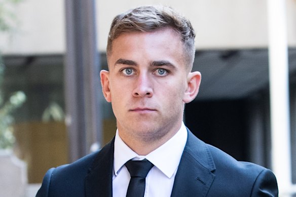 Callan Sinclair arrives at court on Monday.