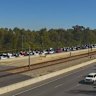 The Mitchell Freeway was backed up as emergency services attended the crash on Sunday morning. 