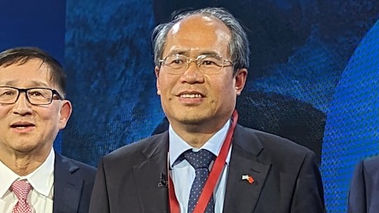 China’s Ambassador to Greece Xiao Junzheng speaking to the Delphi Economic Forum in Delphi, Greece on Friday 28 April, 2023.