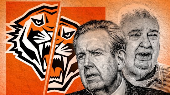 Barry O’Farrell was axed as Wests Tigers chair, while the future of CEO Shane Richardson is under a cloud.