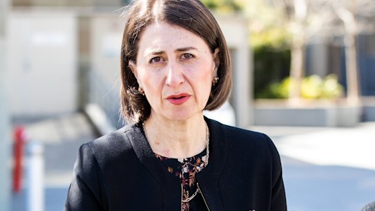 Premier Gladys Berejiklian did not name her deputy John Barilaro by name when asked about the furore brought on by the leader of the NSW Nationals over the government.