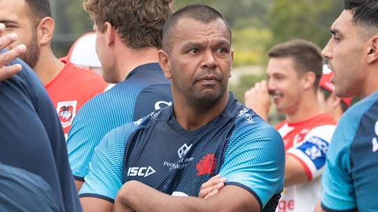 Fighting fit ... Kurtley Beale at Monday’s cross-code trainbing session between the Waratahs and St George Illawarra Dragons.