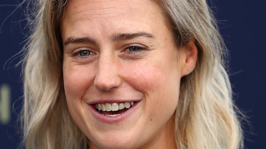 Ellyse Perry speaks to the media the morning after receiving her third Belinda Clark award.