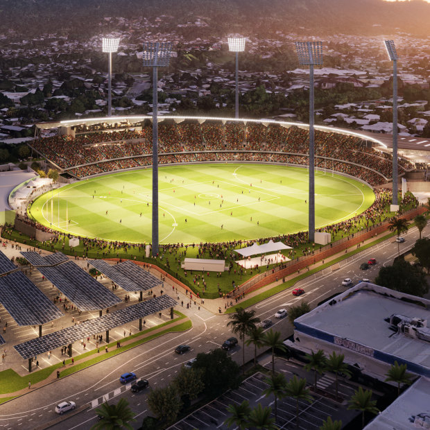 Plams fpr a revelpment of Cazalys Stadium in Cairns to a 20,000-seat arena.