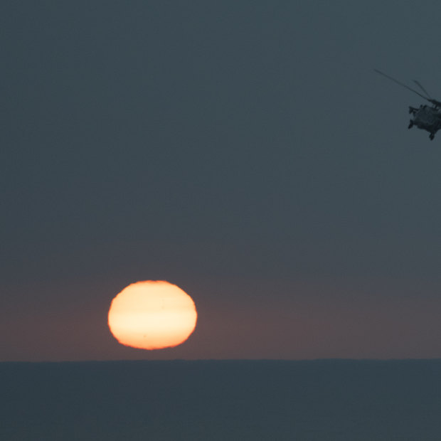 An MH-60S Seahawk helicopter belonging to the USS Dwight D. Eisenhower.