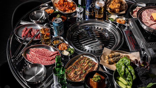 A spread of dishes at Hongdae Pocha.