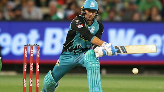 Anything goes: Brendon McCullum of the Heat tries a reverse sweep.