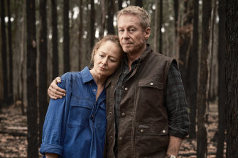 Shock and grief for Miranda Otto and Richard Roxburgh in the second episode of the six-part series Fires.