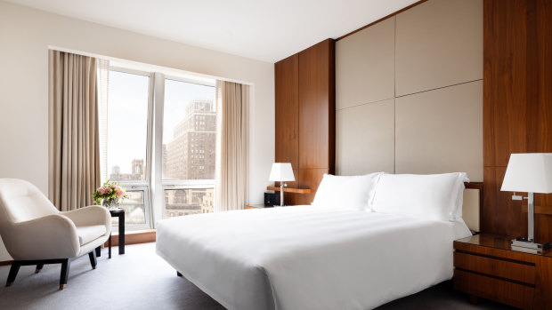 The Deluxe Room at The Langham, New York is generously sized.