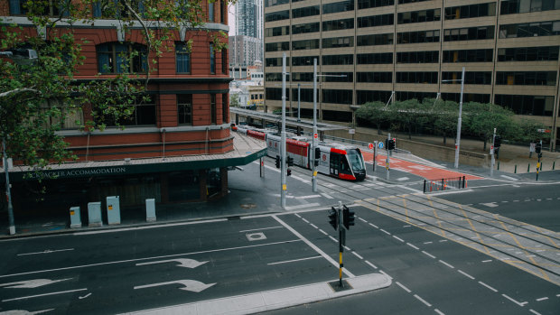 Rawson Place, near Sydney's Central Station, was deserted on Wednesday.