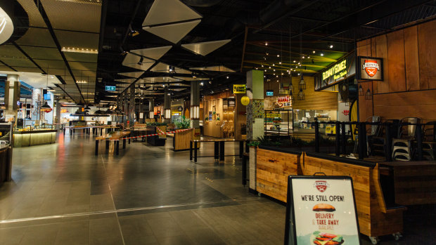 Shopping centre food courts have been takeaway only for weeks, but breaches of social distancing have started to be reported.