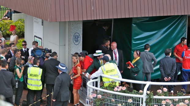 The view from the Birdcage after Admire Rakti died following the 2014 Melbourne Cup.