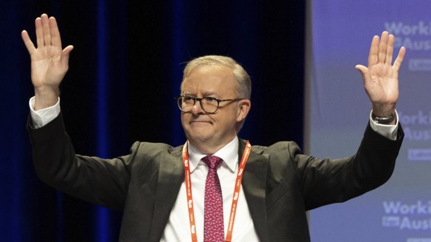 Anthony Albanese at the ALP Conference. 