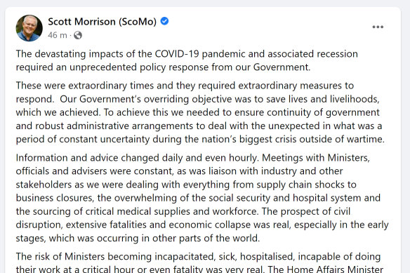 Prime Minister Scott Morrison’s statement. 
