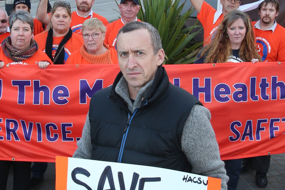 Paul Healey pictured at a protest in 2018.