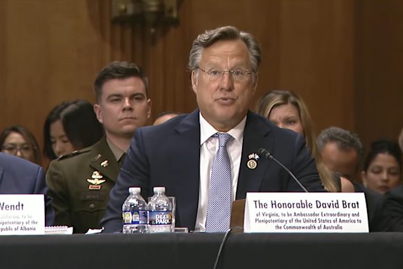 Nominato ambasciatore USA in Australia David Brat durante la sua audizione di conferma al Senato degli Stati Uniti a maggio.