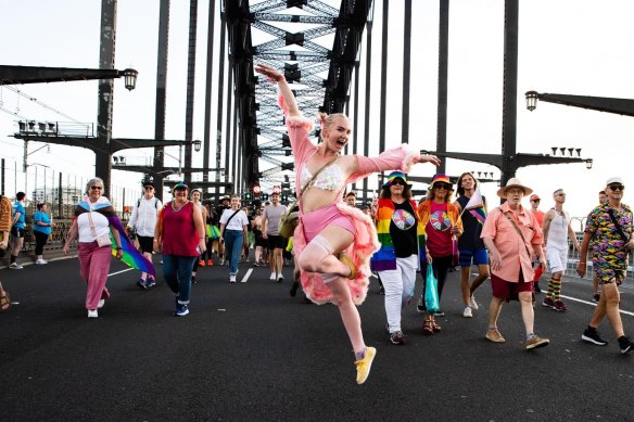 A crowd of 50,000 people who made their way across the Sydney Harbour Bridge on Sunday morning.