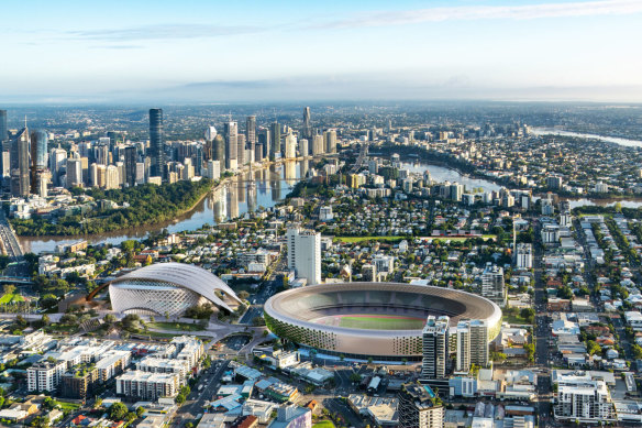 The Gabba Olympic Park would have the main stadium and arena in the same precinct.