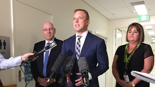 Health Minister Steven Miles at Princess Alexander Hospital after the auditor-general's report into digital hospitals was released.