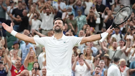 Novak Djokovic won a five-hour-plus classic to make an eighth consecutive Wimbledon semi-final.
